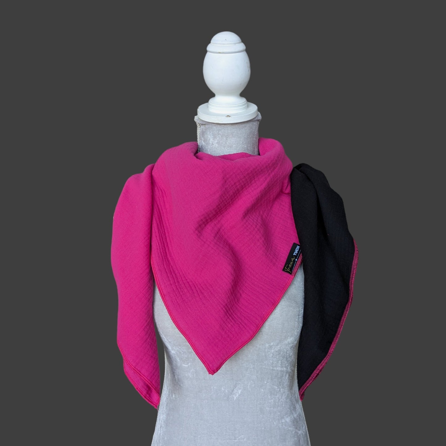 Musselin Halstuch - Fuchsia-Schwarz