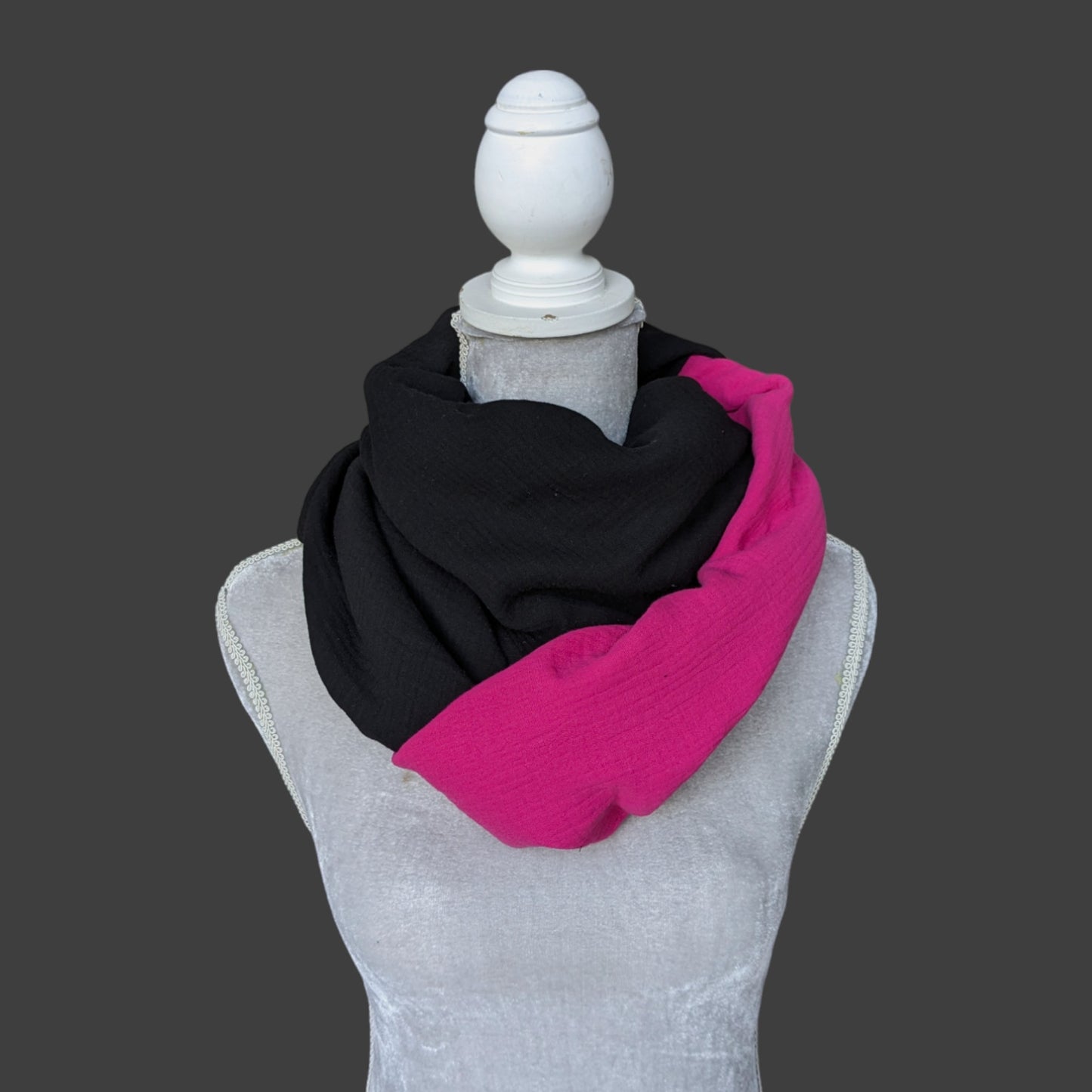 Musselin Halstuch - Fuchsia-Schwarz