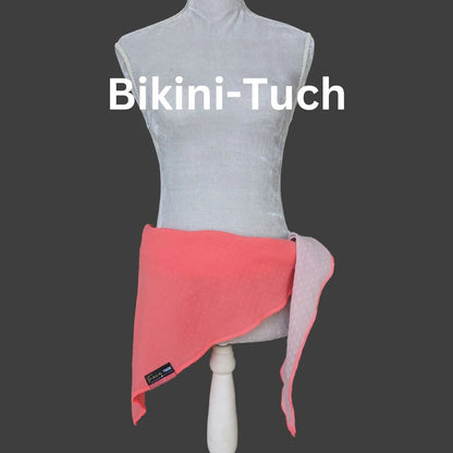 Sommer-Tuch - Neon Coral bestickt-Weiß-Altrosa bestickt