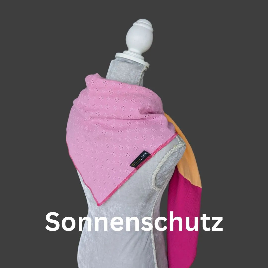 Sommer-Tuch - Fuchsia hell bestickt-Orange-Fuchsia